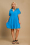 Umgee Full Size Raw Hem Folded Sleeve Tiered Dress Plus Size