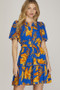 She + Sky Full Size Printed Notched Short Sleeve Frill Tiered Dress Plus Size