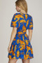 She + Sky Full Size Printed Notched Short Sleeve Frill Tiered Dress Plus Size