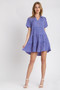 Umgee Full Size Gingham Tiered Button Detail Short Sleeve Dress Plus Size