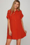She + Sky Full Size Button Down Short Sleeve Woven Shirt Dress Plus Size