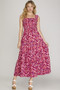 She + Sky Full Size Smocked Printed Wide Strap Tiered Dress Plus Size