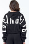 American Bazi Letter Graphic Long Sleeve Drawstring Cropped Hoodie