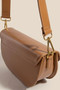 Fame Buckle Closure Crescent Faux Leather Crossbody Bag
