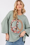SAGE + FIG Floral Peace Patch Round Neck Top