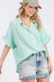 SAGE+FIG Boho Contrast Zigzag Trim Gauze Button-Up Shirt