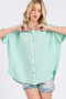SAGE+FIG Boho Contrast Zigzag Trim Gauze Button-Up Shirt