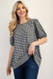 Celeste Full Size Gingham Print Top With Puff Sleeves Plus Size