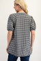 Celeste Full Size Gingham Print Top With Puff Sleeves Plus Size