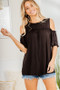 Heimish Full Size Frill Round Neck Cold Shoulder T-Shirt Plus Size