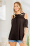 Heimish Full Size Frill Round Neck Cold Shoulder T-Shirt Plus Size