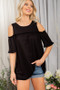 Heimish Full Size Frill Round Neck Cold Shoulder T-Shirt Plus Size