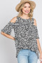 Heimish Full Size Leopard Round Neck Cold Shoulder T-Shirt Plus Size
