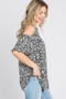 Heimish Full Size Leopard Round Neck Cold Shoulder T-Shirt Plus Size