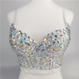 Adulhand-stitched  diamond Strapless nightclub performance sequins belly dance sling top