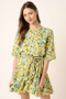 Mittoshop Floral Tie Waist Half Sleeve Mini Dress
