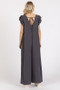 Mittoshop V-Neck Ruffled Cap Sleeve Wide Leg Jumpsuit