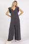 Mittoshop V-Neck Ruffled Cap Sleeve Wide Leg Jumpsuit