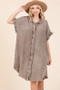 Mittoshop Mineral Wash Cotton Gauze Mini Shirt Dress