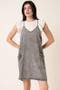 Mittoshop Washed Patch Pocket Mini Cami Denim Dress