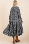 Mittoshop Printed Tie Neck Flounce Sleeve Midi Dress