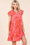 Mittoshop Leaf Print Ruffle Sleeve Tiered Mini Dress