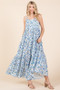 Mittoshop Flower Print Tiered Sleeveless Empire Maxi Dress