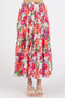 Mittoshop Flower Print Elastic Waist Tiered Skirt