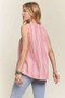 ADORA Contrast Striped Frill Round Neck Sleeveless Top