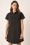 Mittoshop Button Detail Collared Neck Short Sleeve Shirt Dress
