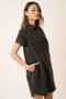 Mittoshop Button Detail Collared Neck Short Sleeve Shirt Dress