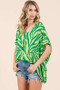 Mittoshop Zebra Print V-Neck Short Sleeve Oversized Top