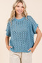 Mittoshop Mineral Wash Openwork Short Sleeve Knit Cover Up