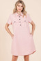 Mittoshop Button Detail Collared Neck Short Sleeve Shirt Dress