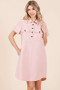 Mittoshop Button Detail Collared Neck Short Sleeve Shirt Dress