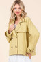 Mittoshop Double Breasted Long Sleeve Trench Coat Jacket