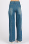 Mittoshop Medium Wash Seam Detail Wide Leg Denim Jeans