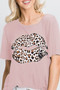 Heimish Full Size Leopard Lip Round Neck Short Sleeve T-Shirt Plus Size