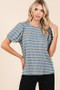 Mittoshop Contrast Striped Short Puff Sleeve Knit Top