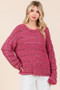 Mittoshop Openwork Round Neck Drop Shoulder Sweater