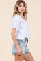 Mittoshop Linen Two-Way Short Sleeve Crop Blouse