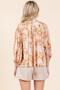 Mittoshop Flower Print Batwing Sleeve Button Down Blouse