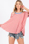 Ces Femme Striped Round Neck Short Sleeve T-Shirt