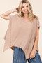 Mittoshop Mineral Wash Waffle Knit Pointed Hem Oversized Top