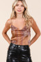 Mittoshop Paisley Patchwork Print Satin Cowl Neck Crop Cami