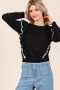 Mittoshop Contrast Trim Ruffled Round Neck Knit Top