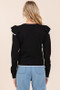 Mittoshop Contrast Trim Ruffled Round Neck Knit Top