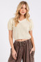 Mittoshop V-Neck Short Sleeve Crop Sweater