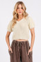 Mittoshop V-Neck Short Sleeve Crop Sweater