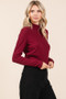 Mittoshop Mock Neck Rib Knit Long Sleeve Crop Top